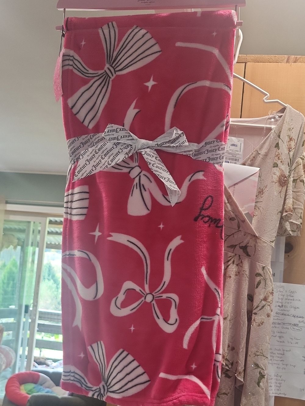 Juicy Couture Pink Bow Fleece Throw